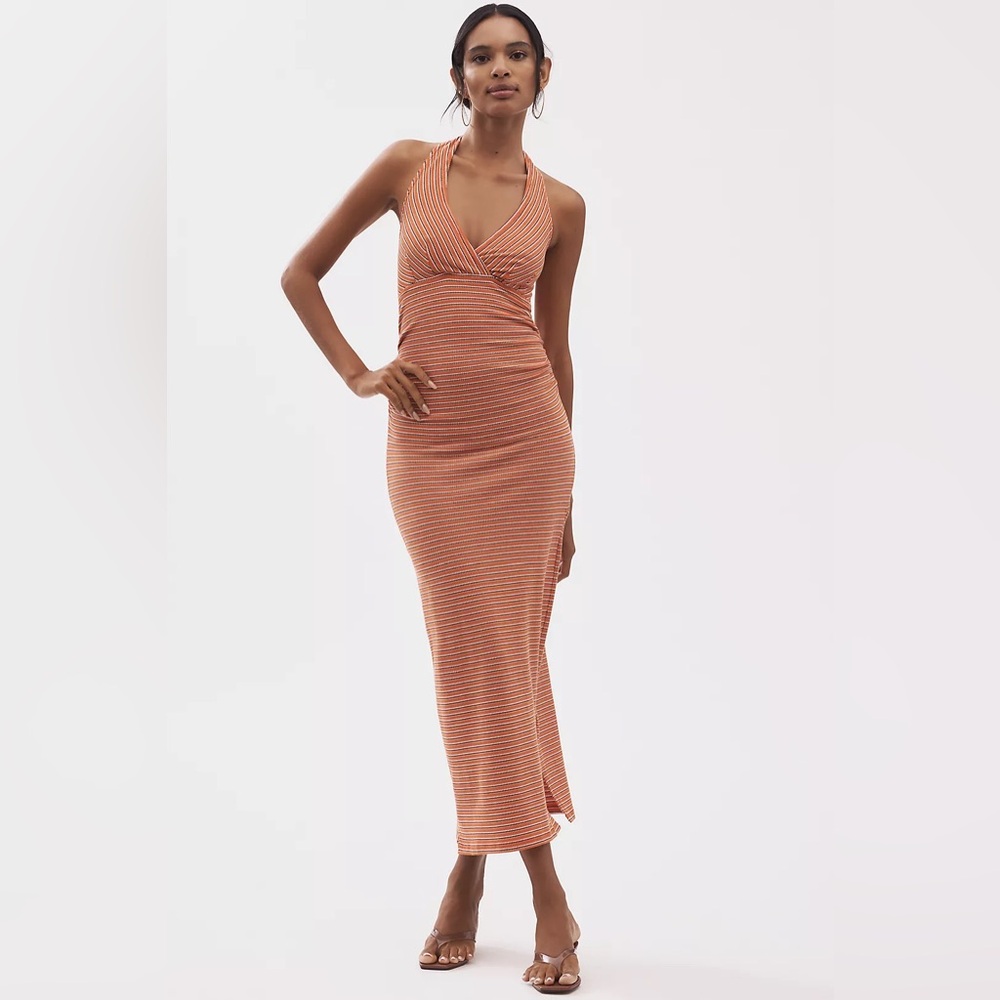 Pilcro High Tide Halter Slim Midi Dress